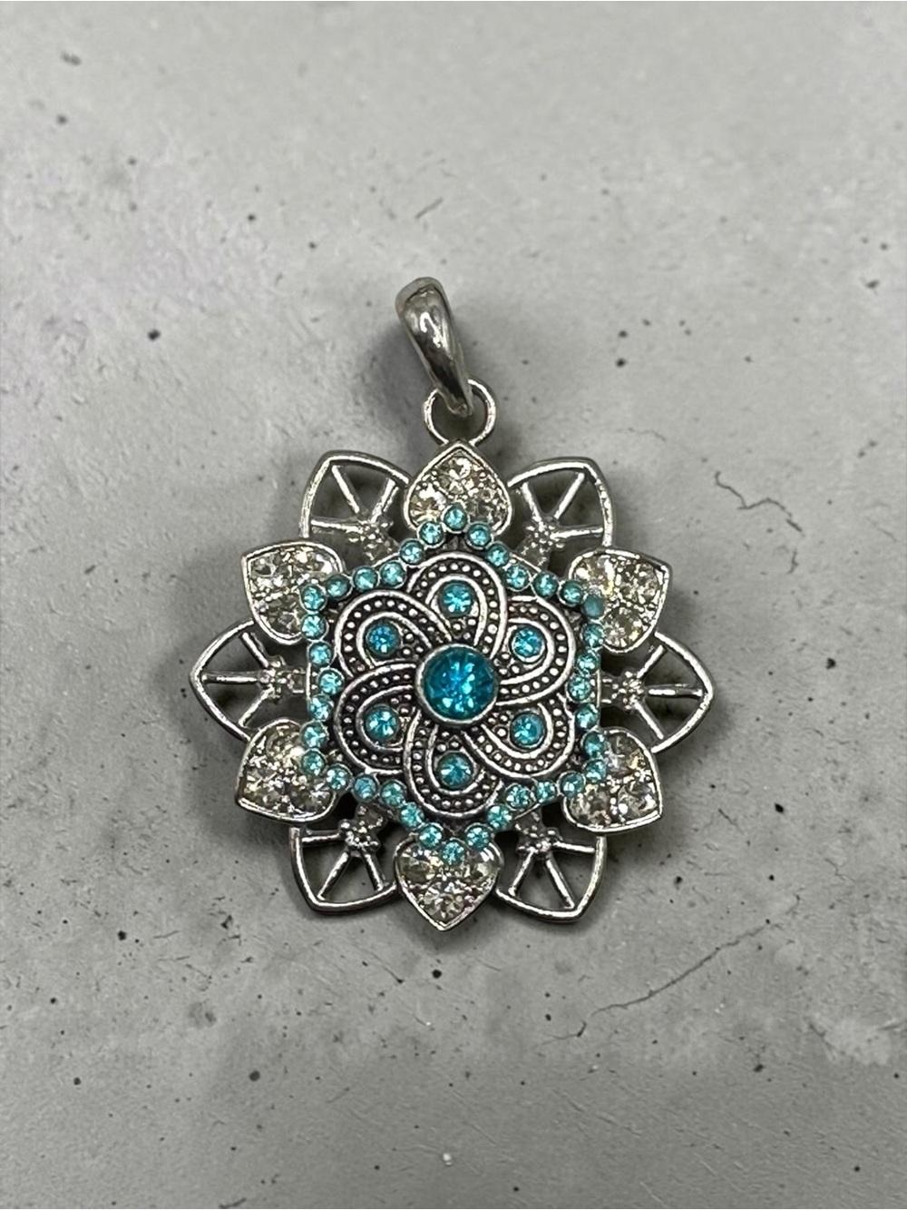 Snap Jewelry Floral Pendant with 18mm Sparkling Blue Star Ginger Snap! NWT
